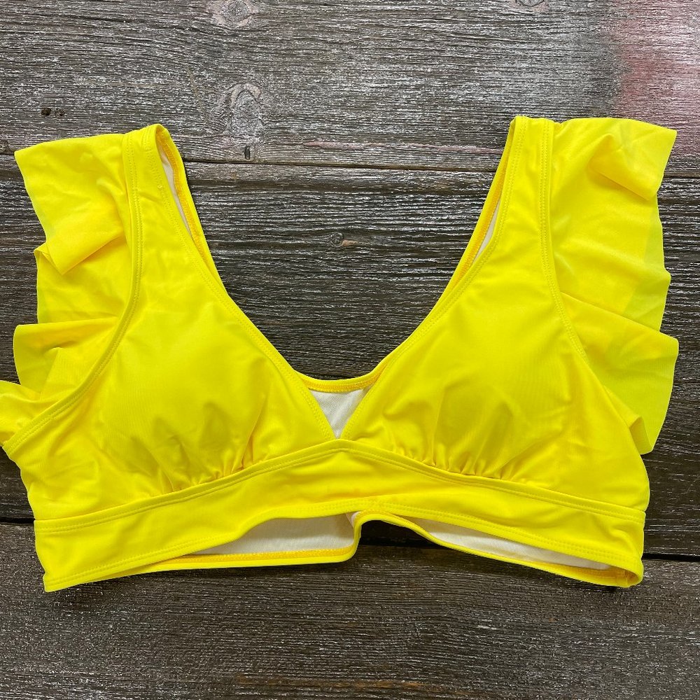 Yellow Ruffle Bikini Top